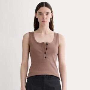 Everlane Large Selfie Henley Tank in Mocha